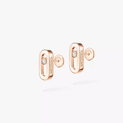 Gold Move Uno Stud Earrings Pink Gold Diamond Earrings