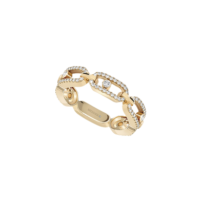 Move Link Multi Pavé Yellow Gold Diamond Ring