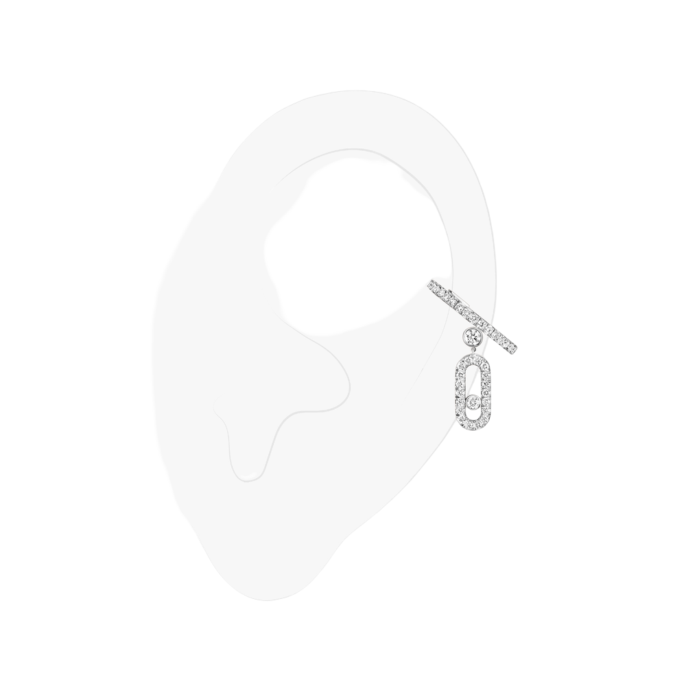 Mono Clip Move Uno Pampille Pavé Boucles d'oreilles Diamant Or Blanc
