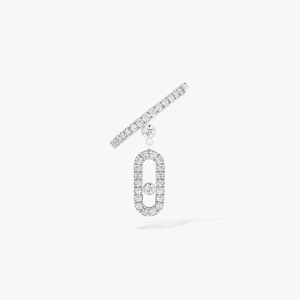 Mono Clip Move Uno Pampille Pavé Boucles d'oreilles Diamant Or Blanc