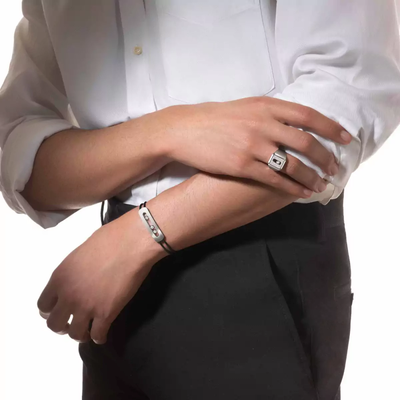 Move Titanium Natural XL Cord Natural Titanium Diamond Bracelet