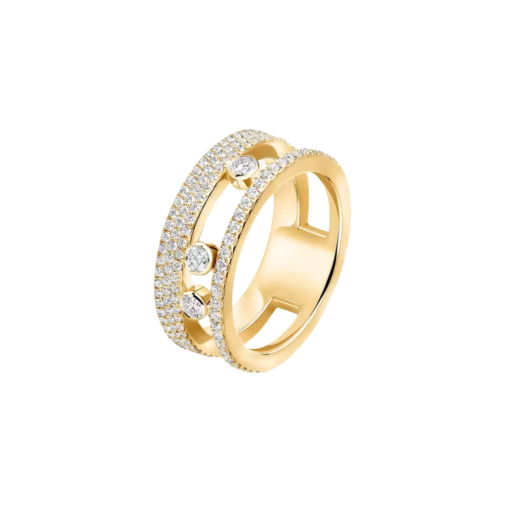 Move Romane Pavée Bague Diamant Or Jaune