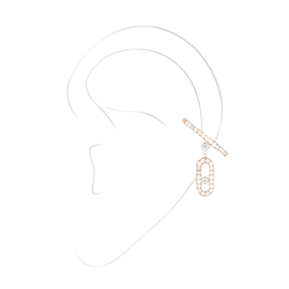 Move Uno Single Clip Pavé Drop Pendant Pink Gold Diamond Earrings