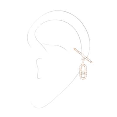 Move Uno Single Clip Pavé Drop Pendant Pink Gold Diamond Earrings