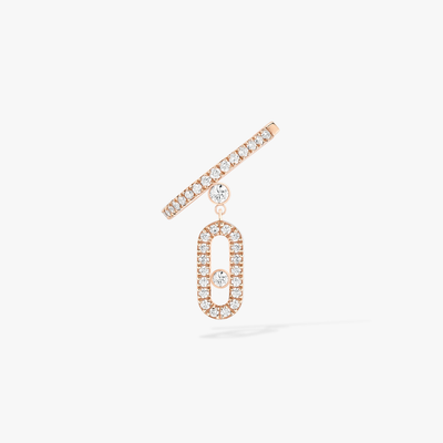 Move Uno Single Clip Pavé Drop Pendant Pink Gold Diamond Earrings