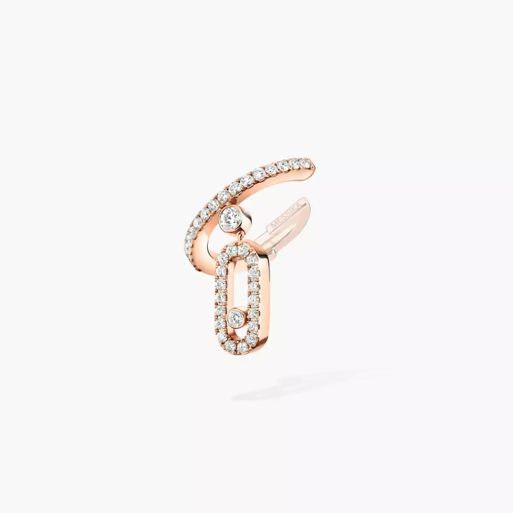 Move Uno Single Clip Pavé Drop Pendant Pink Gold Diamond Earrings