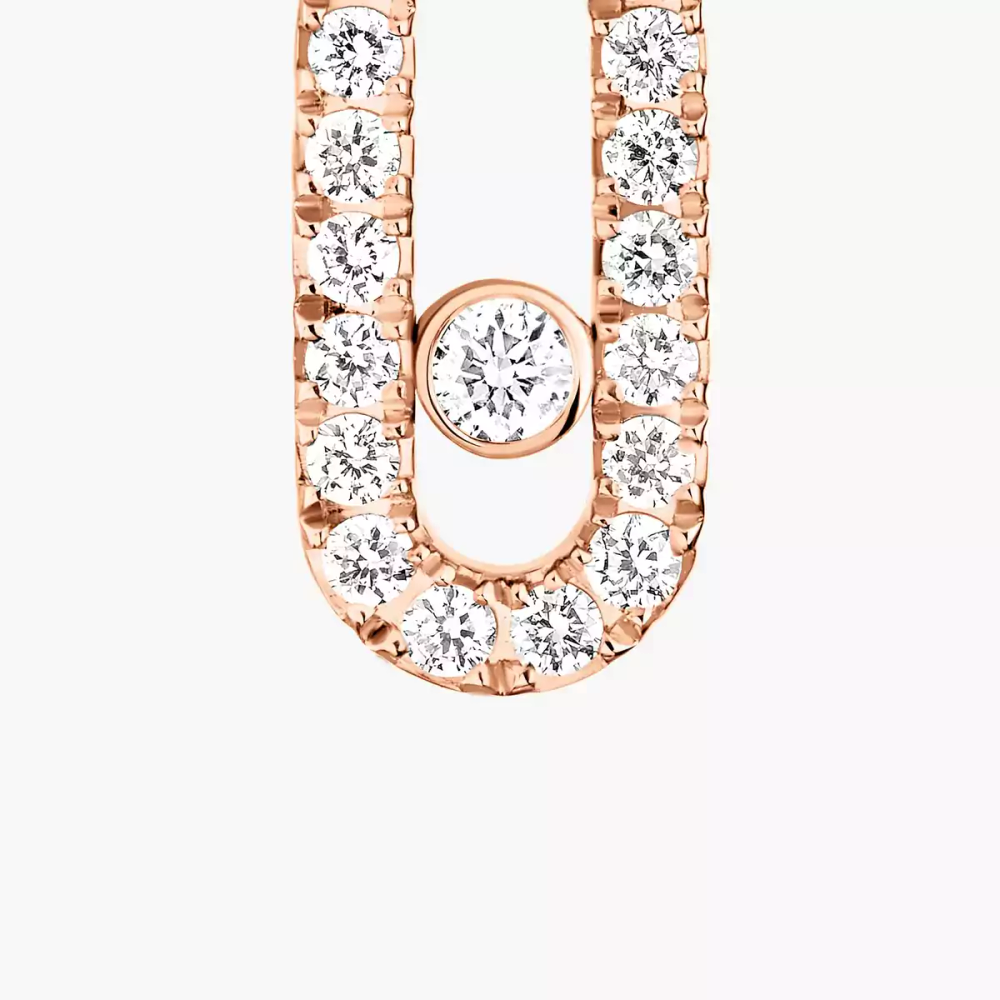 Move Uno Single Clip Pavé Drop Pendant Pink Gold Diamond Earrings