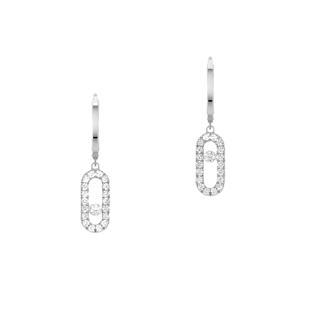 Move Uno Hoop Earrings White Gold Diamond Earrings
