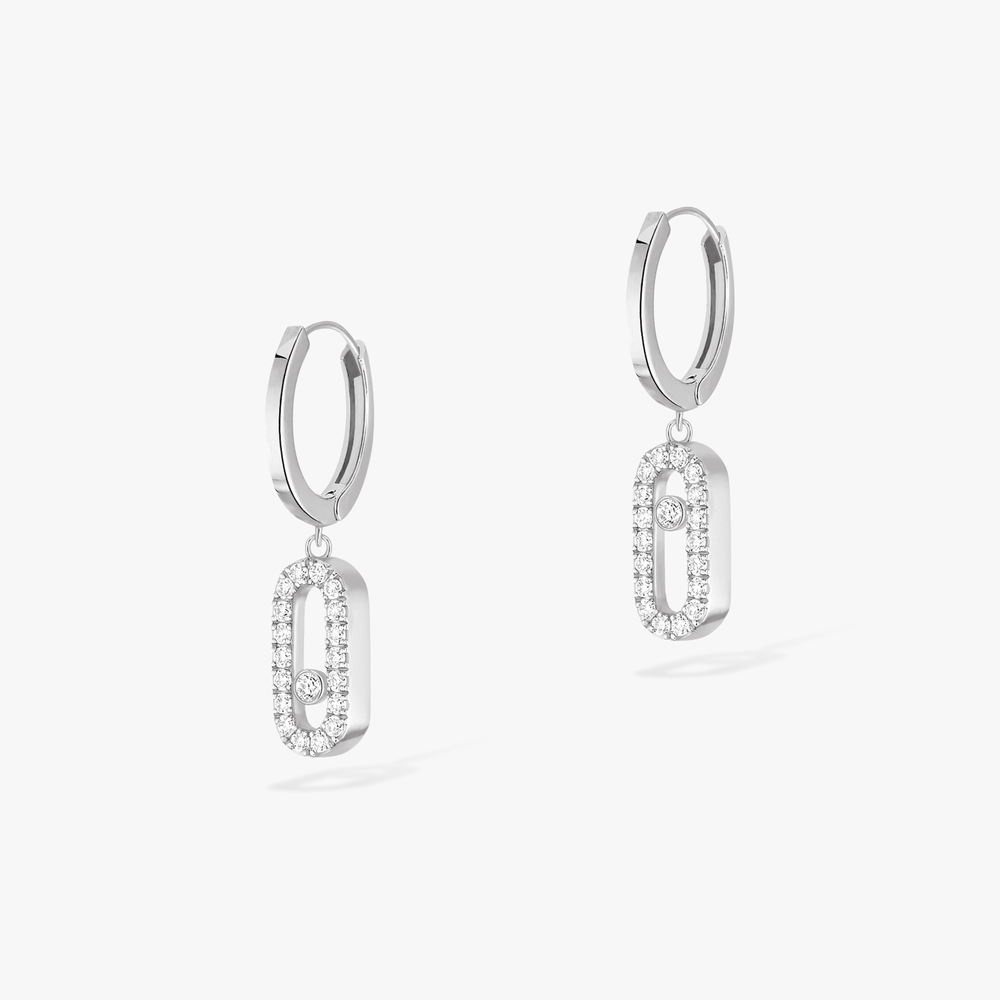 Move Uno Hoop Earrings White Gold Diamond Earrings