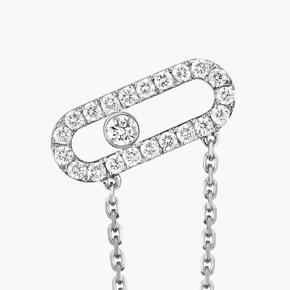 Move Uno Single Chain Earring White Gold Diamond Earrings