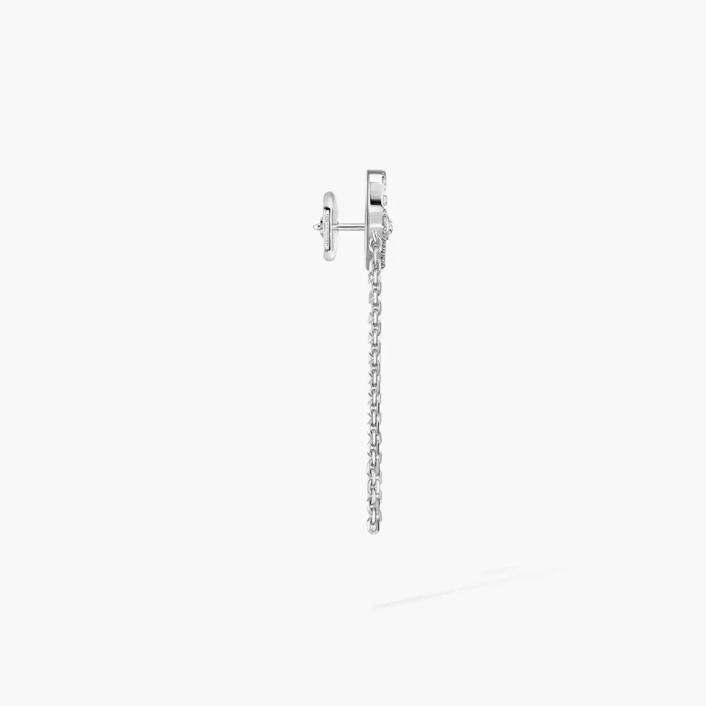 Move Uno Single Chain Earring White Gold Diamond Earrings