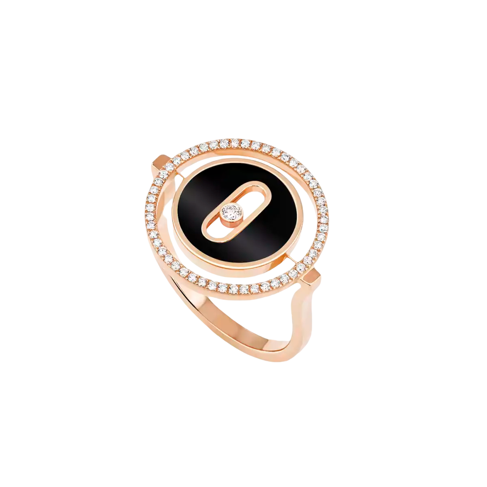 Lucky Move PM Onyx Bague Diamant Or Rose