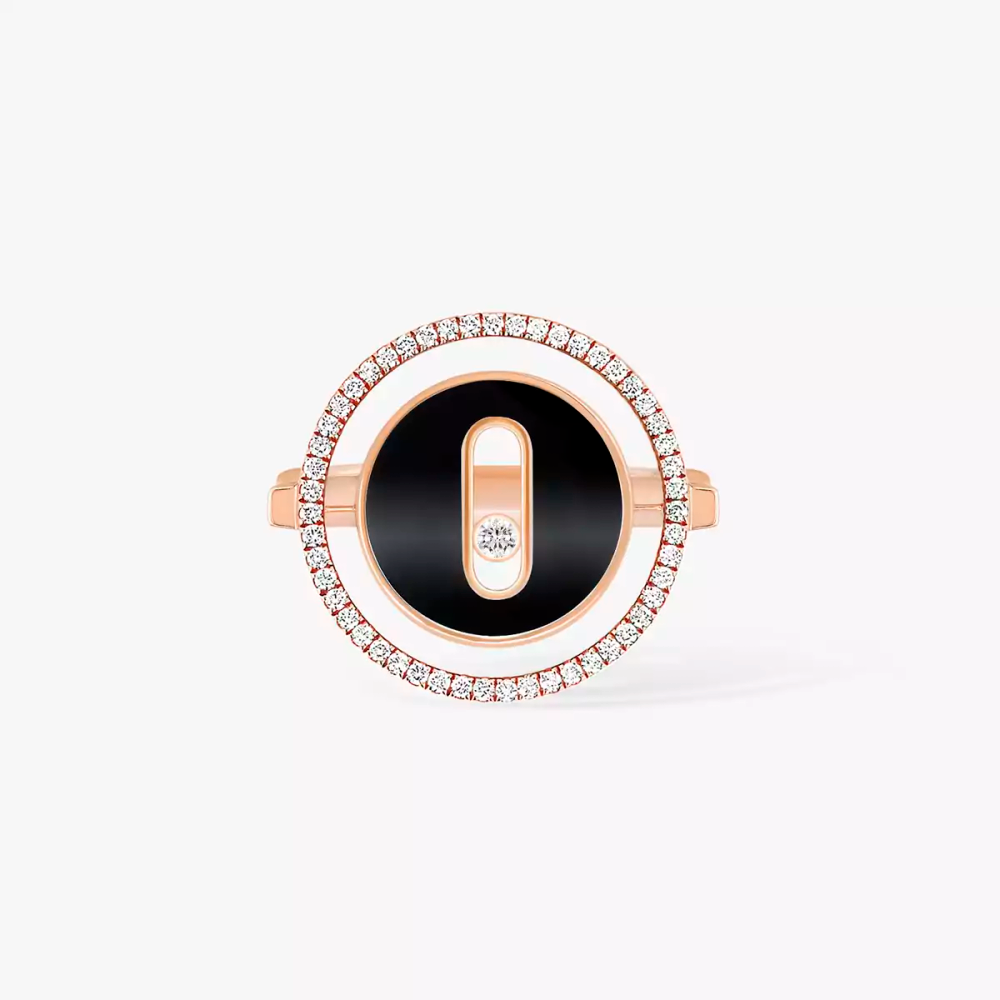 Lucky Move PM Onyx Bague Diamant Or Rose