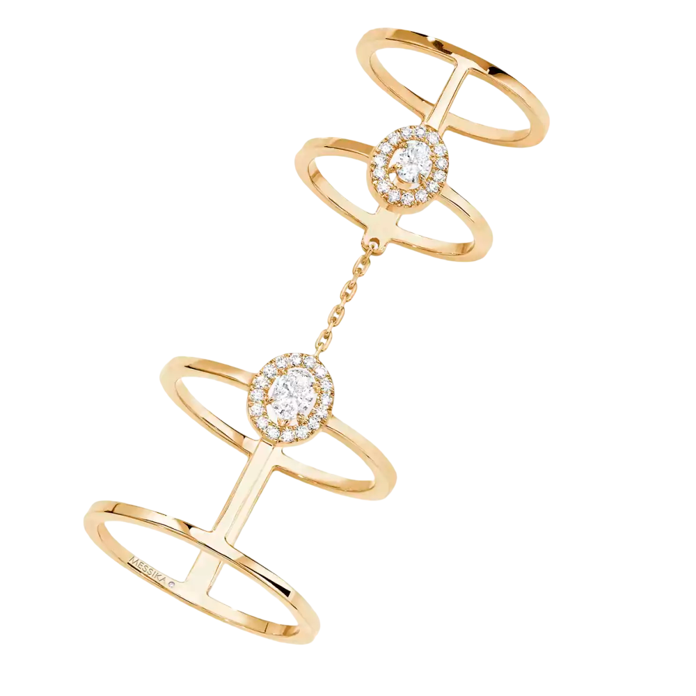 Glam'Azone Double Bague Diamant Or Jaune