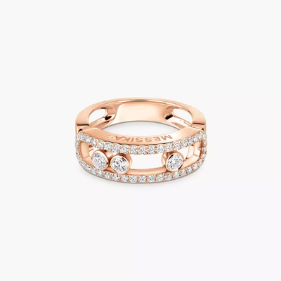 Move Classique Pavée Bague Diamant Or Rose