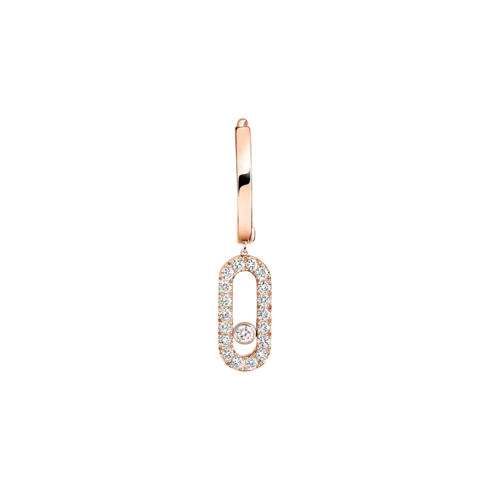Move Uno Single Hoop Pink Gold Diamond Earrings