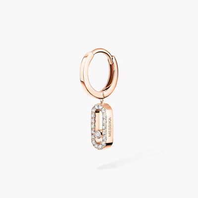 Move Uno Single Hoop Pink Gold Diamond Earrings