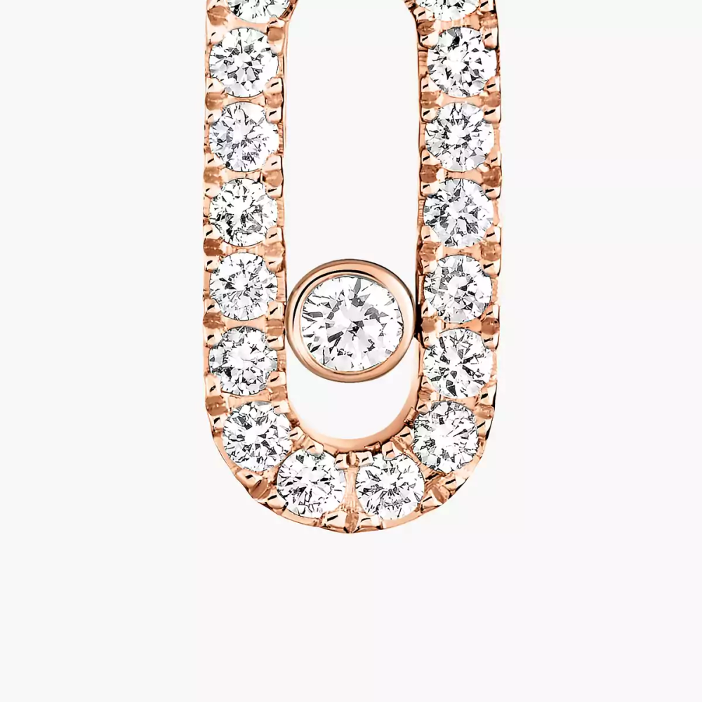 Move Uno Single Hoop Pink Gold Diamond Earrings