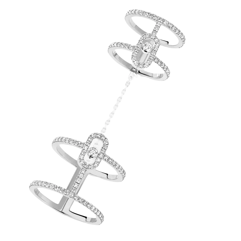 Move Uno Double Bague Diamant Or Blanc