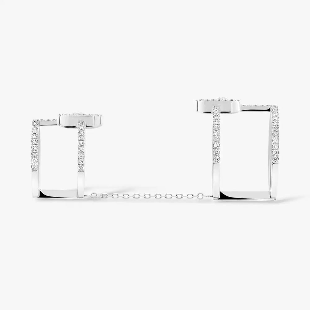 Move Uno Double Bague Diamant Or Blanc