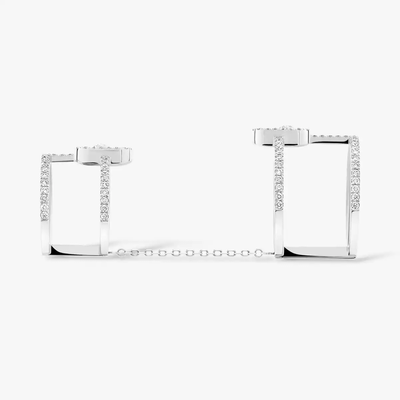 Move Uno Double Bague Diamant Or Blanc