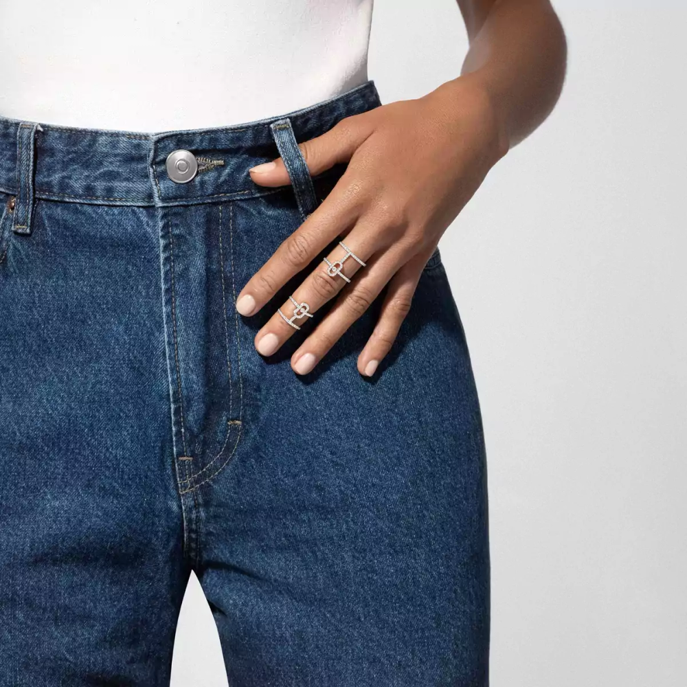 Move Uno Double White Gold Diamond Ring