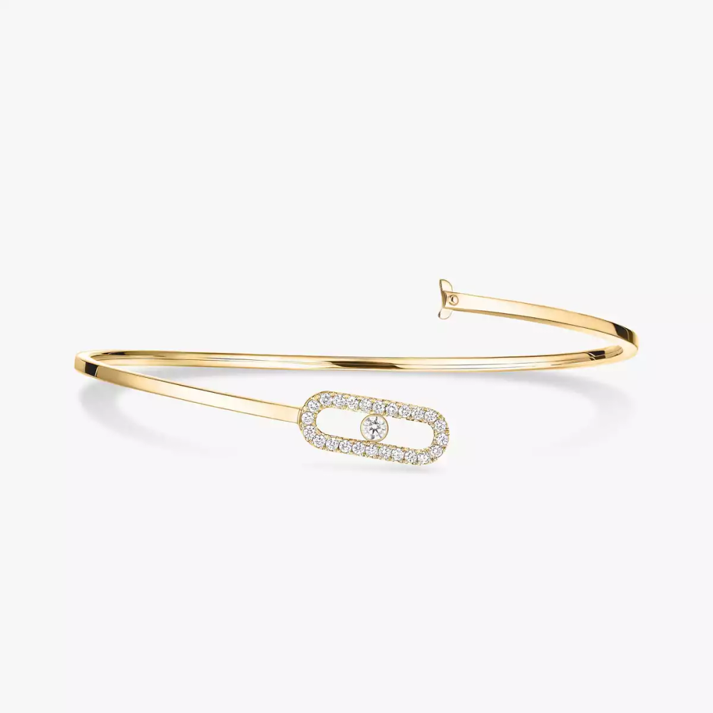 Move Uno Pavé Flex Bangle Yellow Gold Diamond Bracelet
