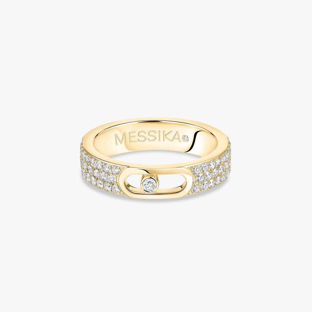 Yellow Gold Diamond Ring Move Joaillerie Pavé Wedding Ring