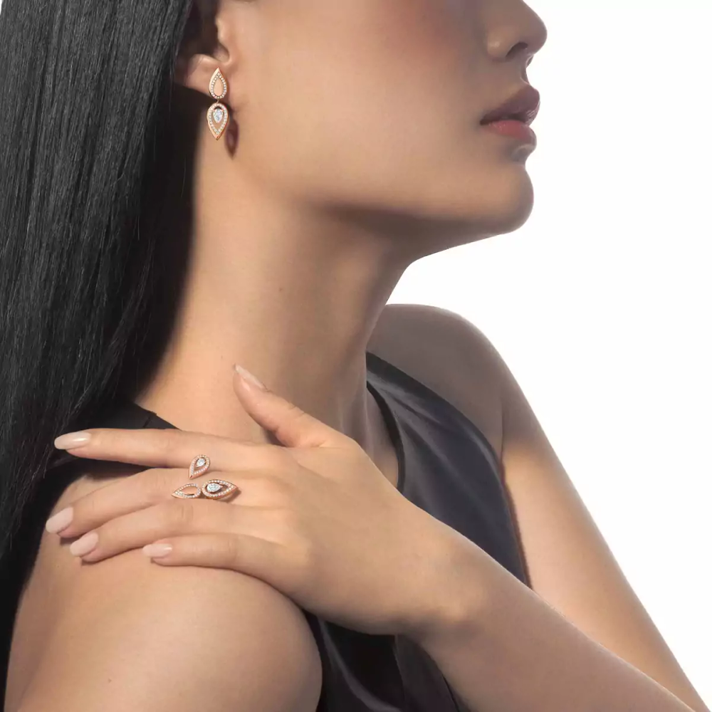 Fiery Trio Bague Diamant Or Rose