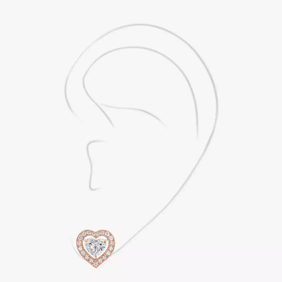Puce d'Oreille Joy cœur 0,15ct Boucles d'oreilles Diamant Or Rose