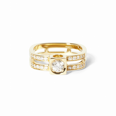 Le Cube Diamant Large Paved Ring