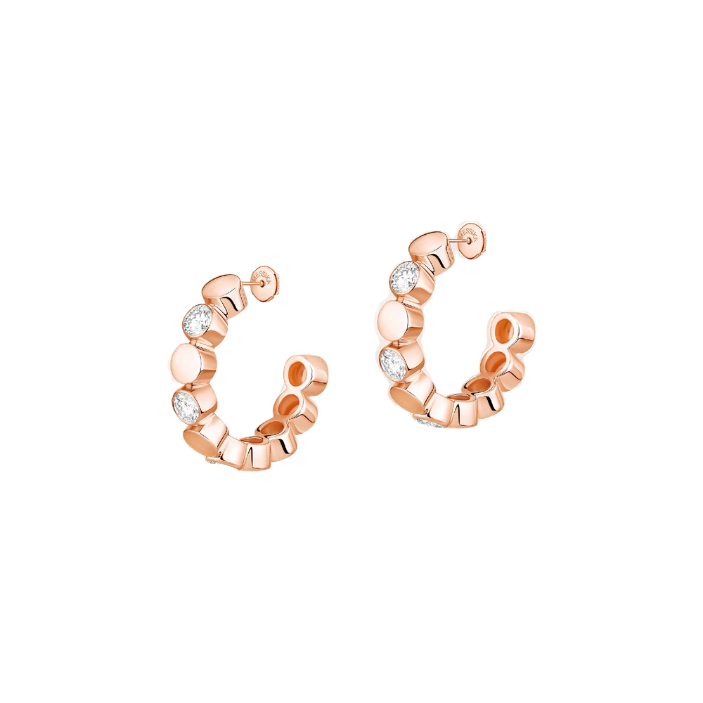 Pink Gold Diamond Earrings D-Vibes Mini Hoop Earrings