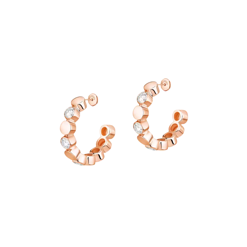 Mini Créoles D-Vibes Boucles d'oreilles Diamant Or Rose