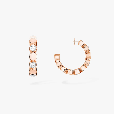 Pink Gold Diamond Earrings D-Vibes Mini Hoop Earrings