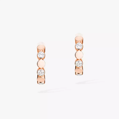 D-Vibes Mini Hoop Earrings Pink Gold Diamond Earrings