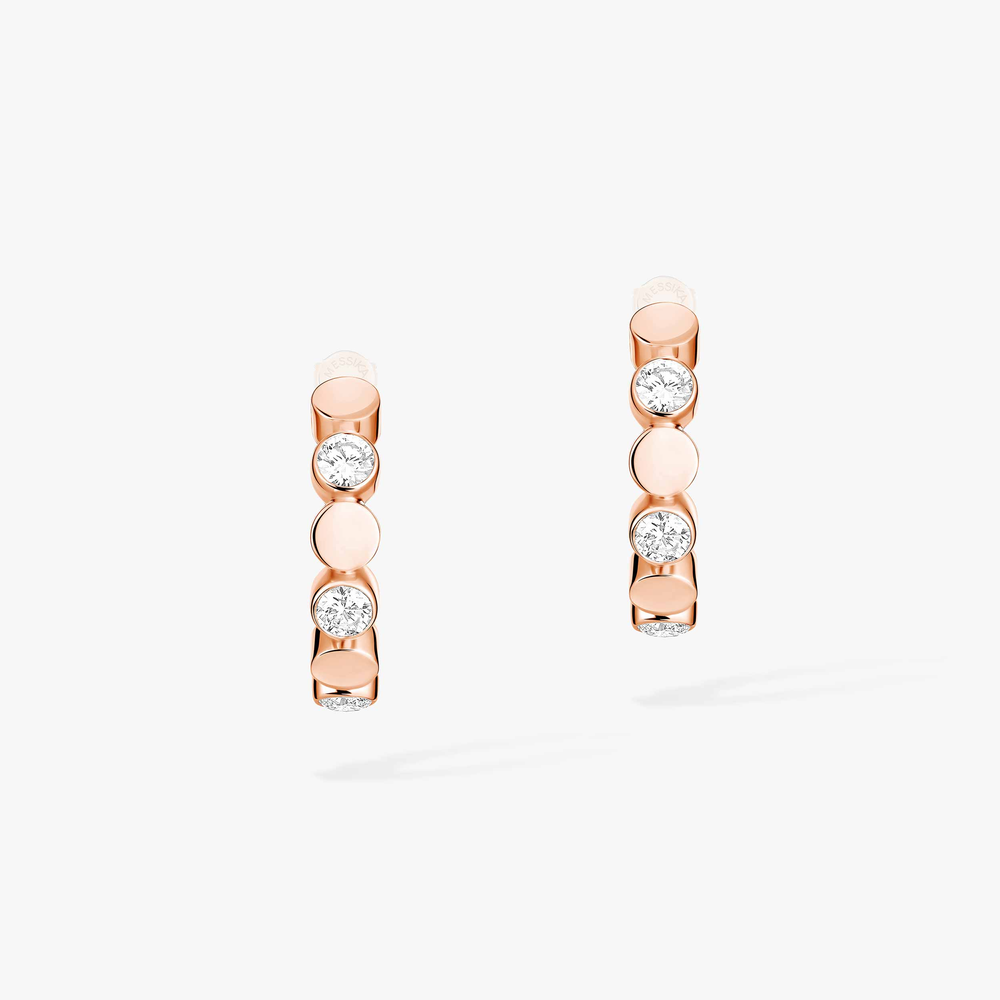 Pink Gold Diamond Earrings D-Vibes Mini Hoop Earrings