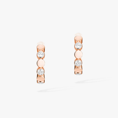 Pink Gold Diamond Earrings D-Vibes Mini Hoop Earrings