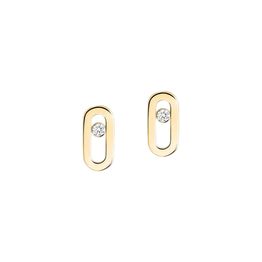 Gold Move Uno Stud Earrings Yellow Gold Diamond Earrings