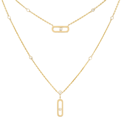 Move Uno 2 Rows Yellow Gold Diamond Necklace