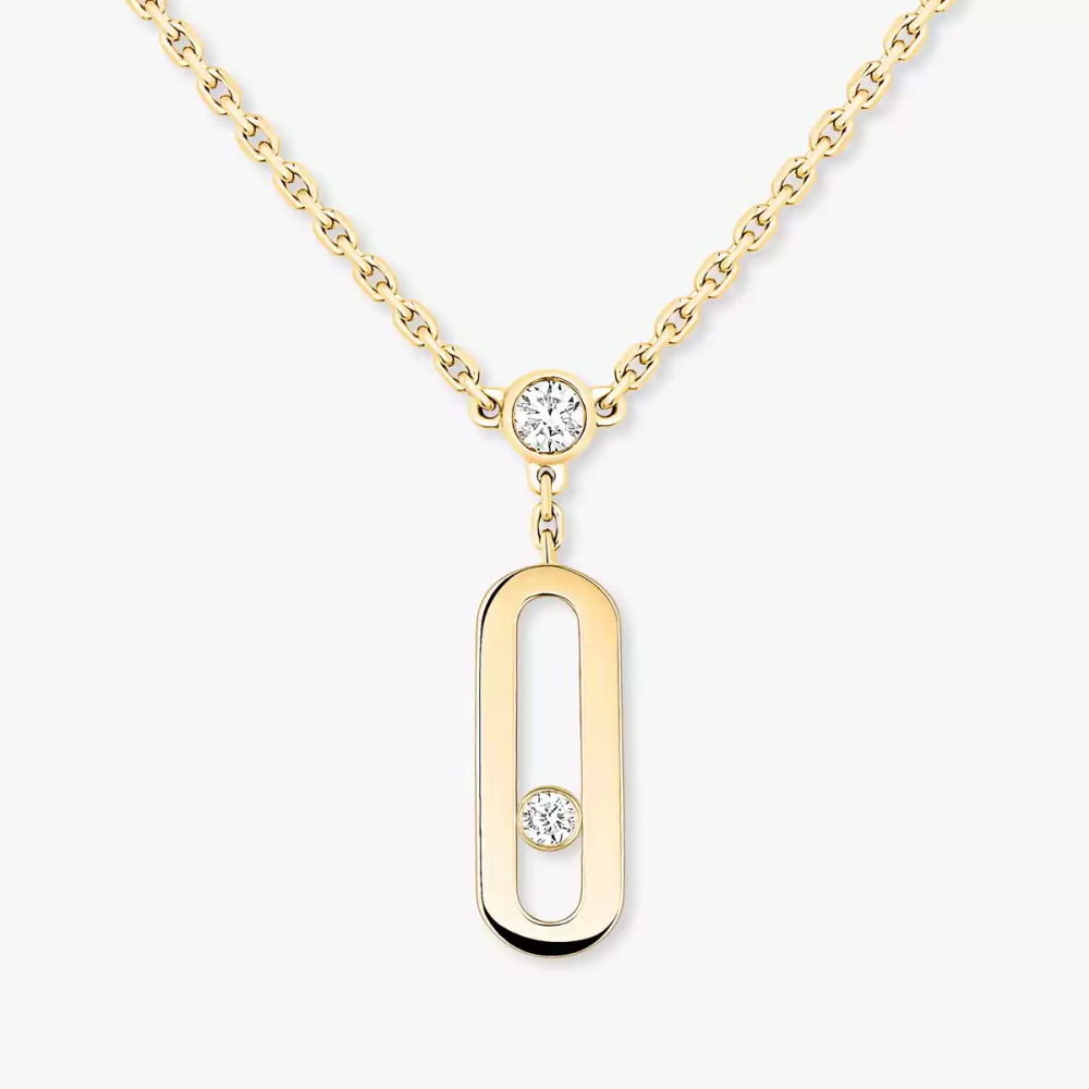 Move Uno 2 Rows Yellow Gold Diamond Necklace