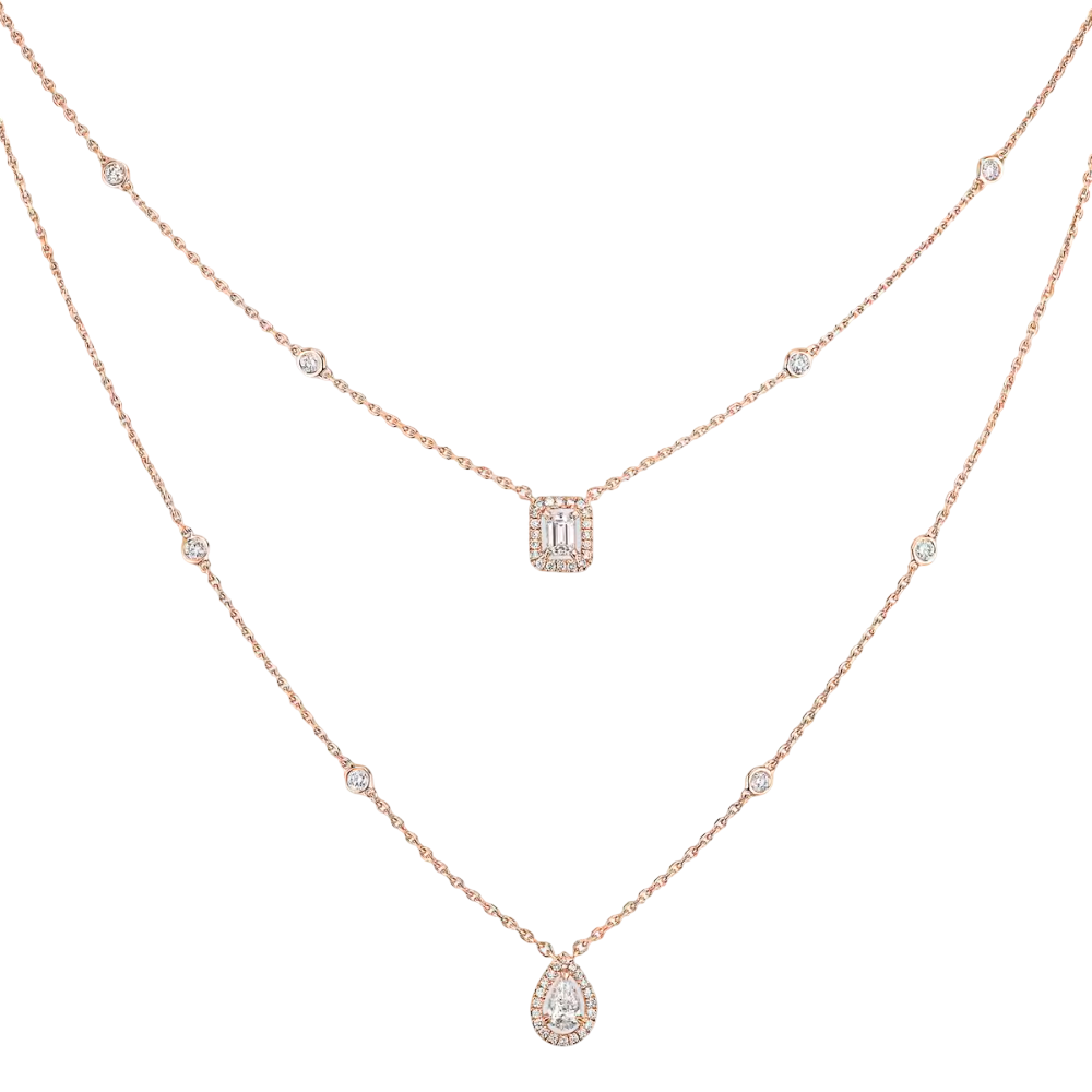 My Twin 2 Rangs Collier Diamant Or Rose