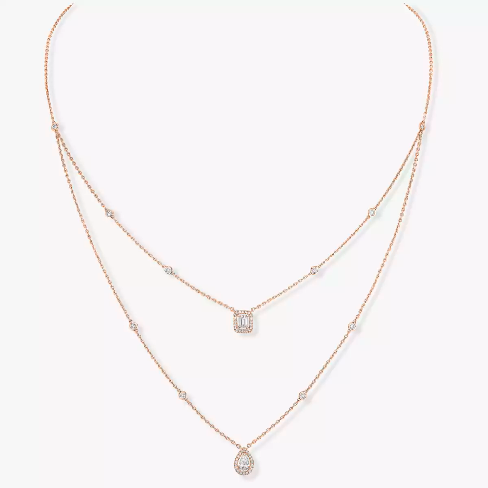 My Twin 2 Rangs Collier Diamant Or Rose