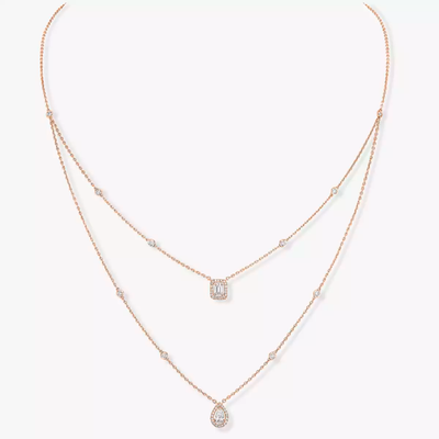 My Twin 2 Rangs Collier Diamant Or Rose