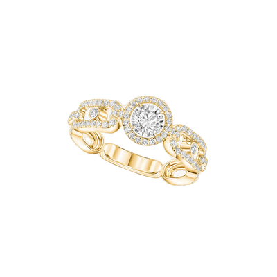 Yellow Gold Diamond Ring Move Link Solitaire 0.30ct
