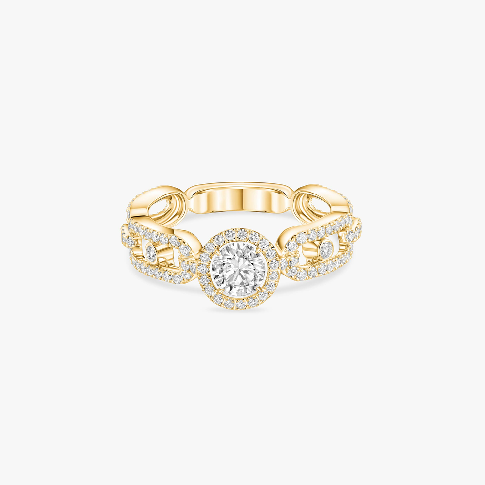 Yellow Gold Diamond Ring Move Link Solitaire 0.30ct