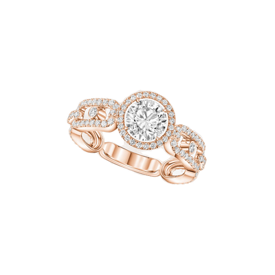 Pink Gold Diamond Ring Move Link Solitaire 0.70ct