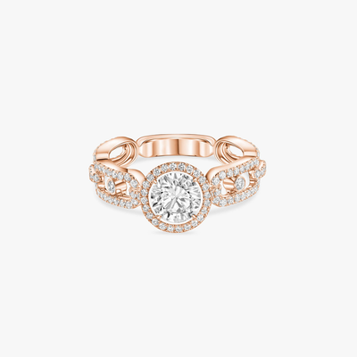 Pink Gold Diamond Ring Move Link Solitaire 0.70ct