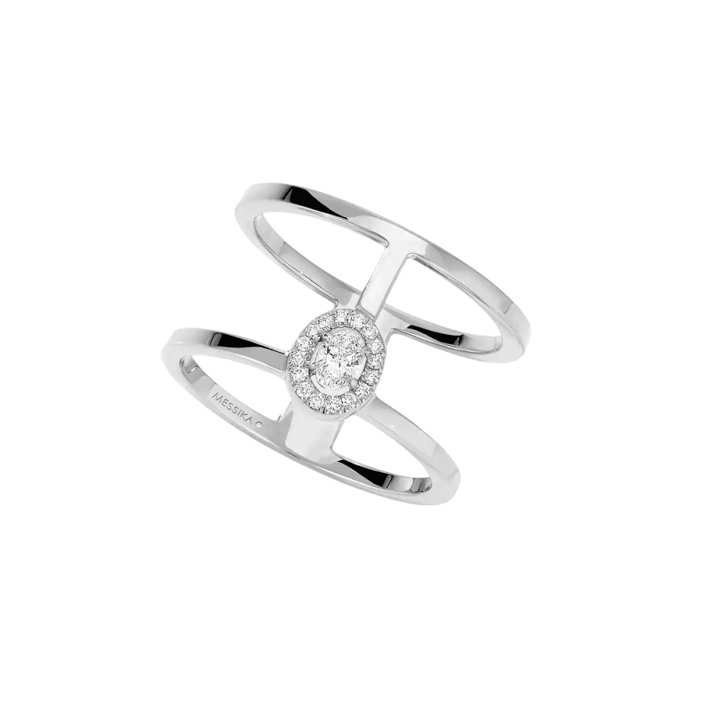 Glam'Azone 2 Rangs Bague Diamant Or Blanc
