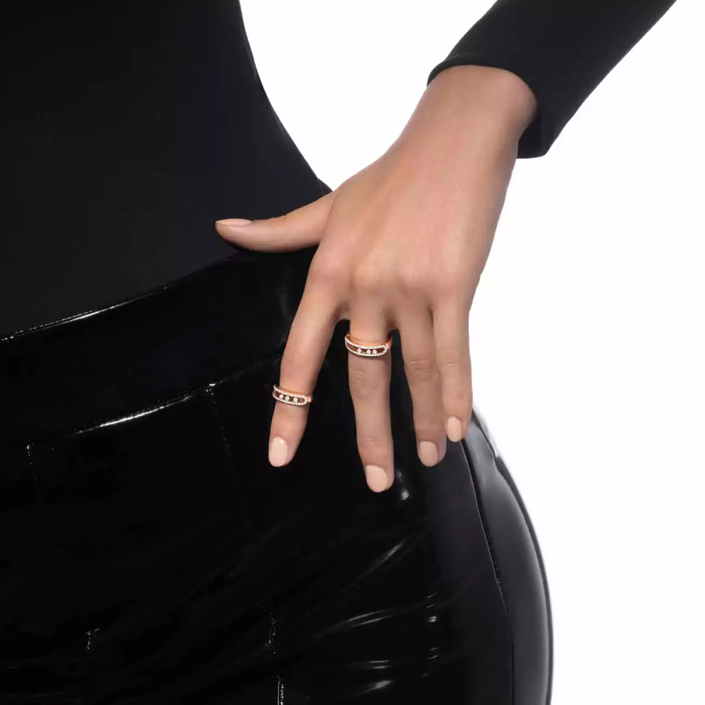 Bague pavée Baby Move Bague Diamant Or Rose