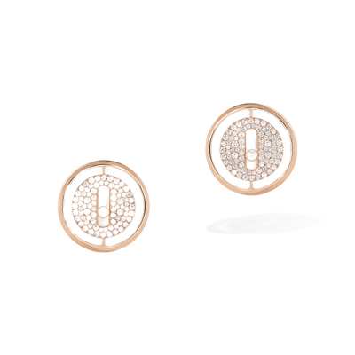 Lucky Move Diamond Pavé Stud Pink Gold Diamond Earrings
